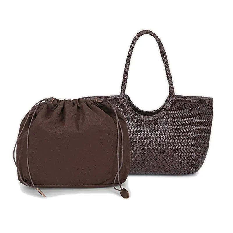 Hyères, sac à main en cuir véritable, bandoulière tissée, vue produit 3 (3 sur 8)
