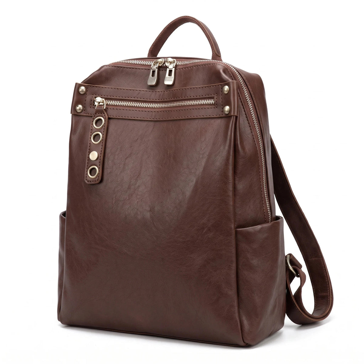 La Seyne-sur-Mer - sac à dos cuir brun, packshot sur fond blanc