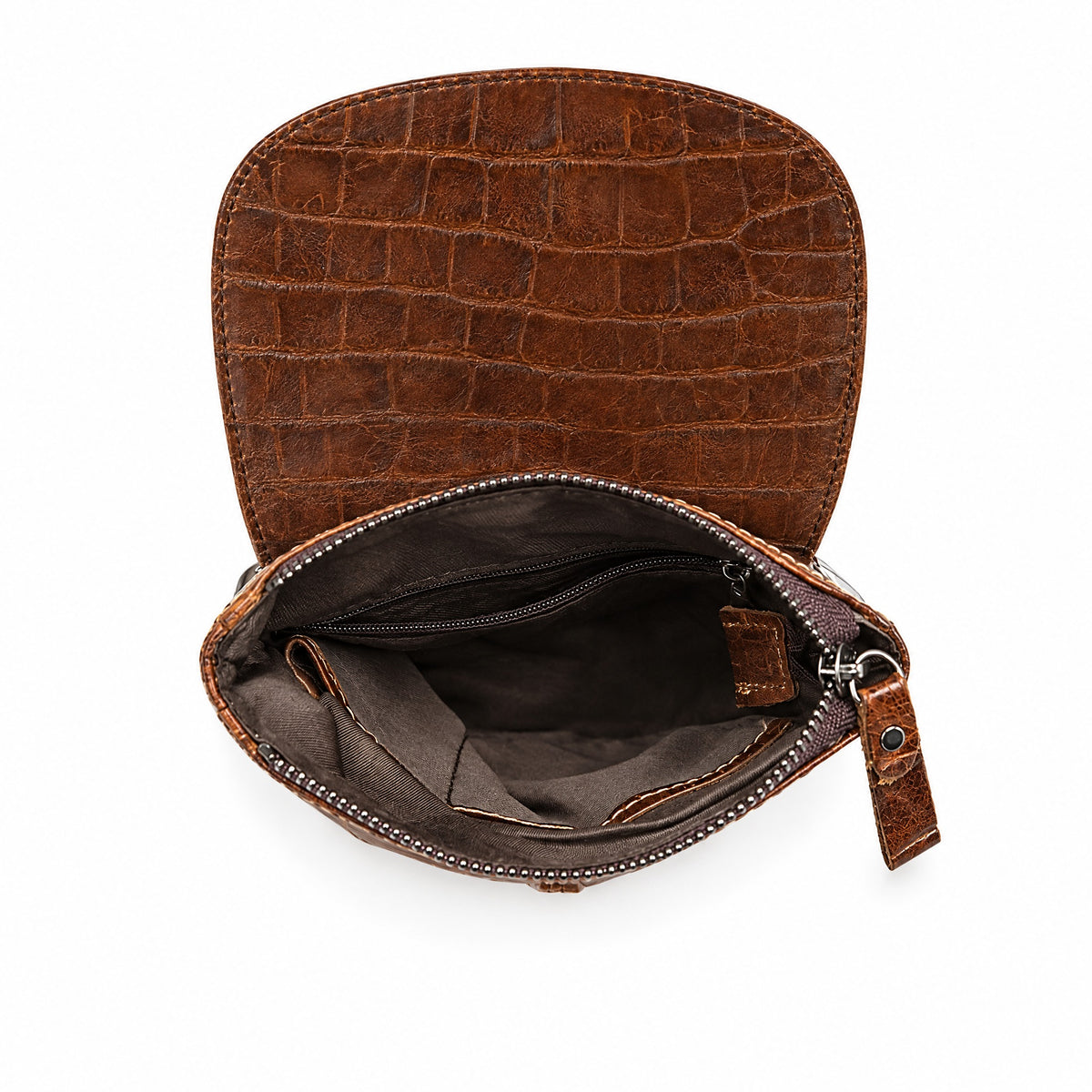 Le Tampon, porte-documents en cuir véritable grain crocodile, ouvert, intérieur
