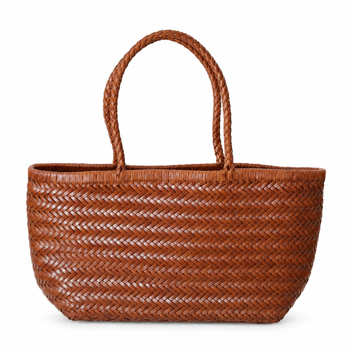 Maisons-Alfort, sac cuir tressé cognac, bord droit