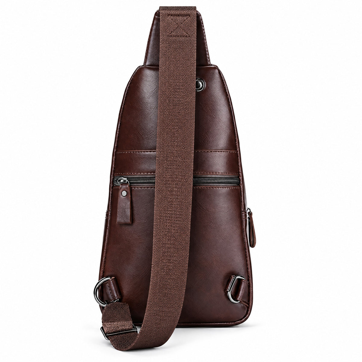 Melun, sac de poitrine en cuir véritable, vue arrière et sangle élargie