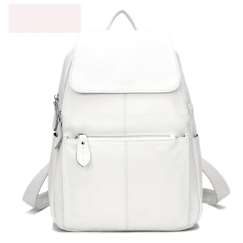 Montauban, sac à dos en cuir véritable, blanc et noir, vue produit 8 (8 sur 20)