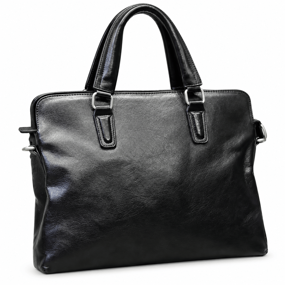 Nancy — mallette d’affaires noire finition brillante, vue produit sur fond blanc