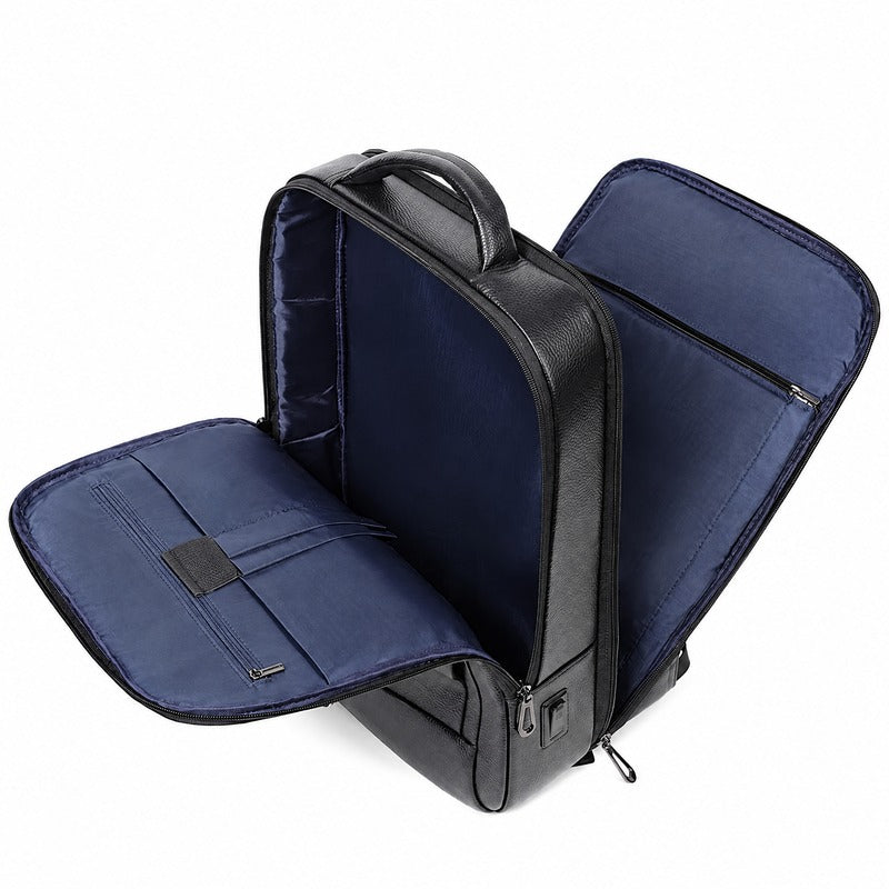 Neuilly-sur-Seine, sac à dos ordinateur en cuir véritable, 15,6 pouces, vue produit 6 (6 sur 7)