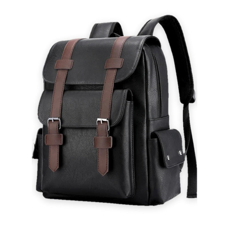 Niort, sac à dos simili cuir, ordinateur 15 pouces, coloris noir, vue de face, packshot fond blanc