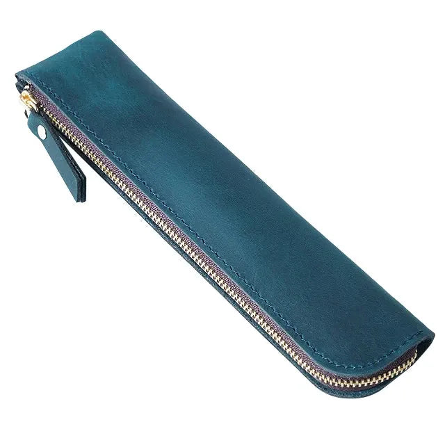 Oullins-Pierre-Bénite, trousse à crayons en cuir de vache, ligne rétro, vue produit 11 (11 sur 12)