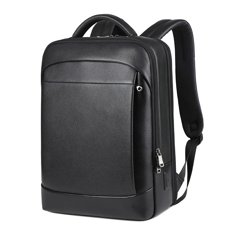 Pantin, sac à dos en cuir véritable, 15,6 pouces, photo principale (1 sur 6)
