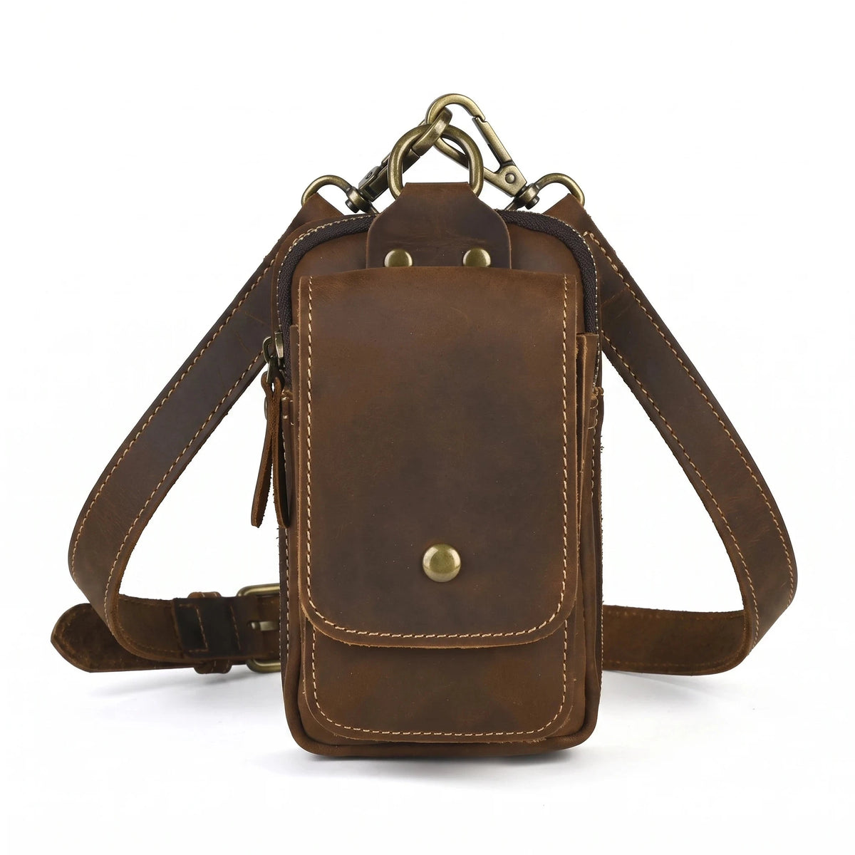 Saint-Herblain - sac banane brun, packshot sur fond blanc