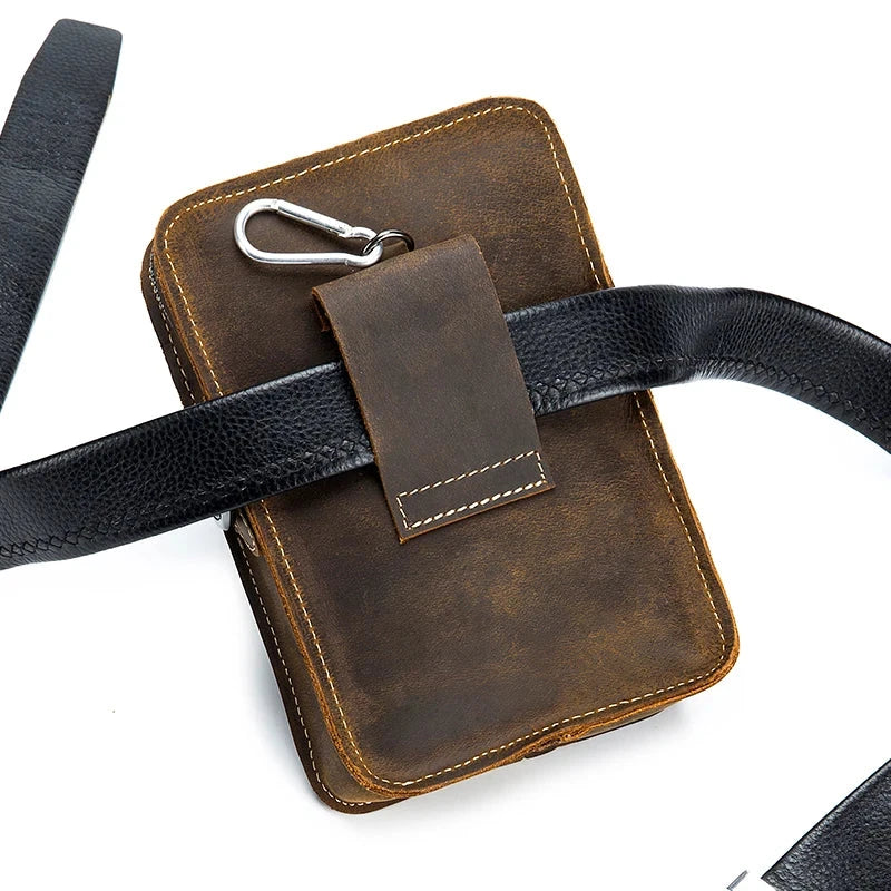 Saint-Laurent-du-Maroni, sac banane ceinture en cuir crazy horse, téléphone, vue produit 6 (6 sur 8)