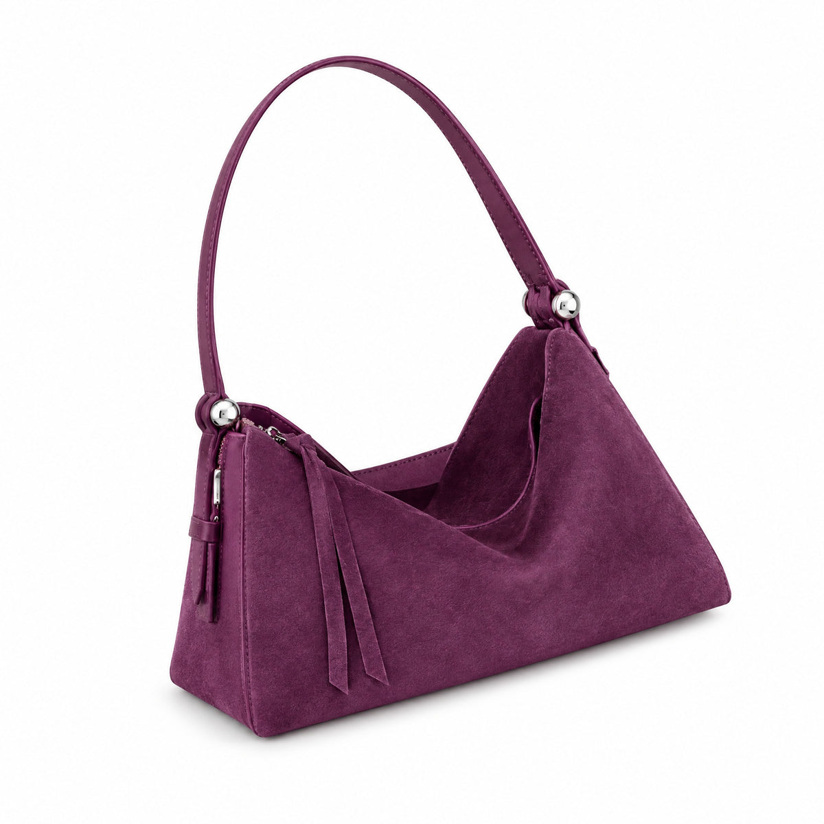 Saint-Louis — sac en daim violet seul sur fond blanc