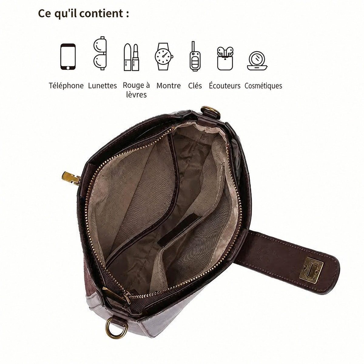 Salon-de-Provence, intérieur du sac et ce qu'il contient