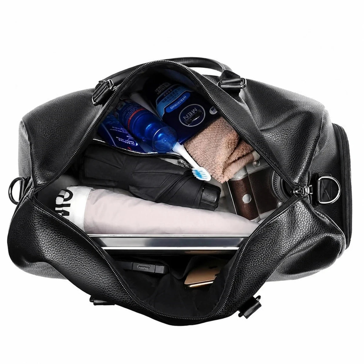 Vue intérieure du sac de sport Sète noir