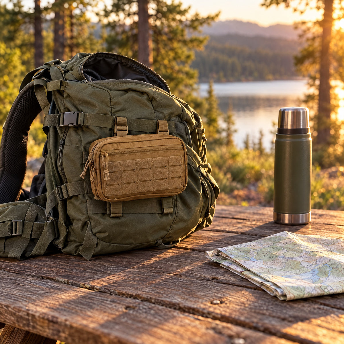 Six-Fours-les-Plages, trousse tactique fixée sur un sac à dos par ses sangles Molle