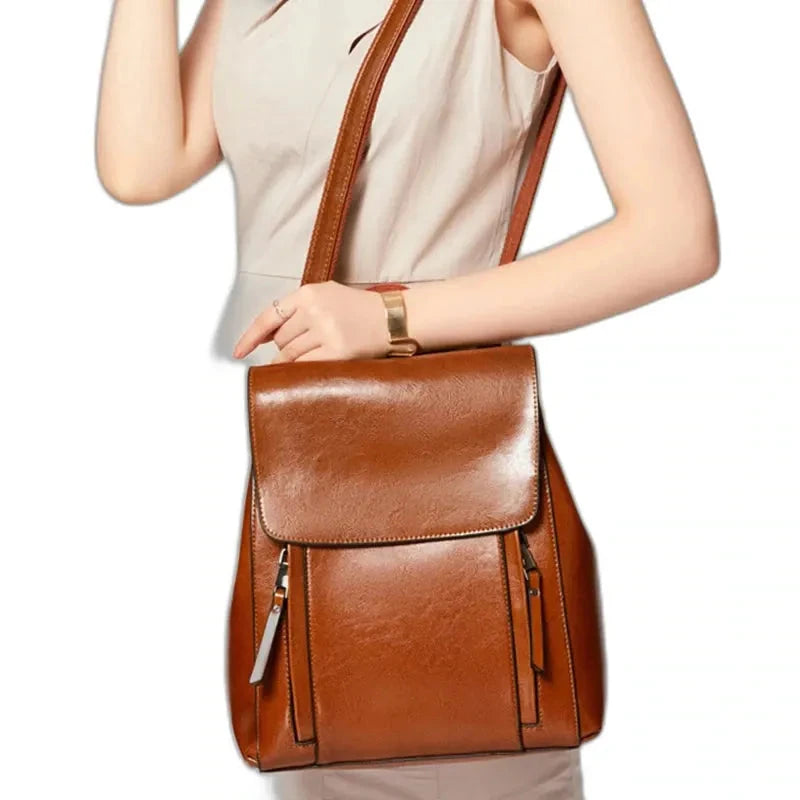 Valence, sac à dos bandoulière en cuir véritable, vue produit 5 (5 sur 10)