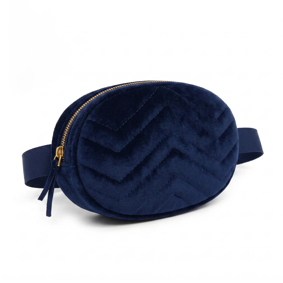 Vaulx-en-Velin - sac banane rond bleu, packshot sur fond blanc