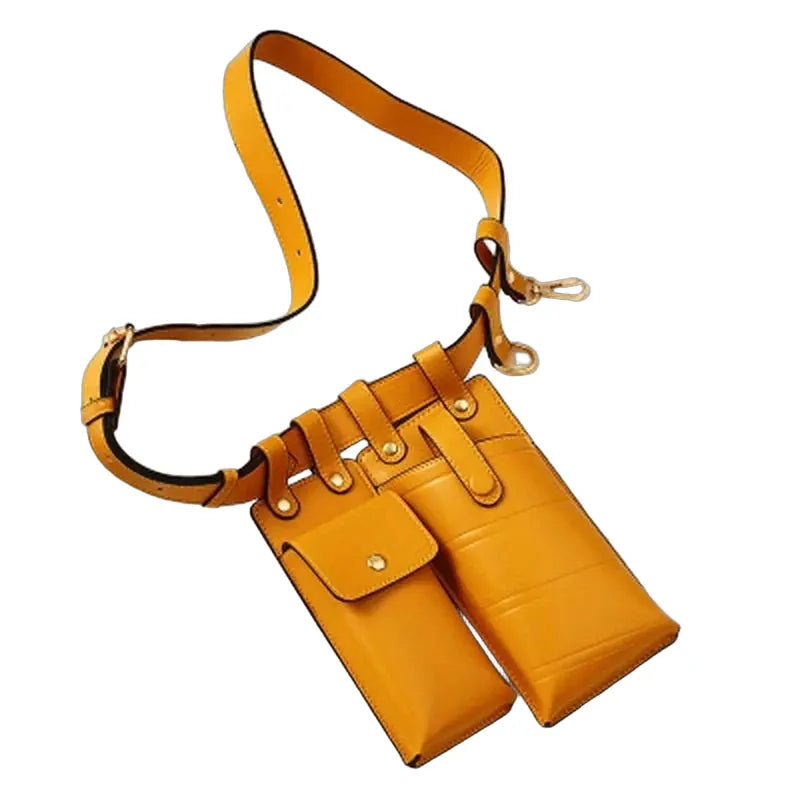 Cagnes-sur-Mer — sac banane jaune sur fond blanc