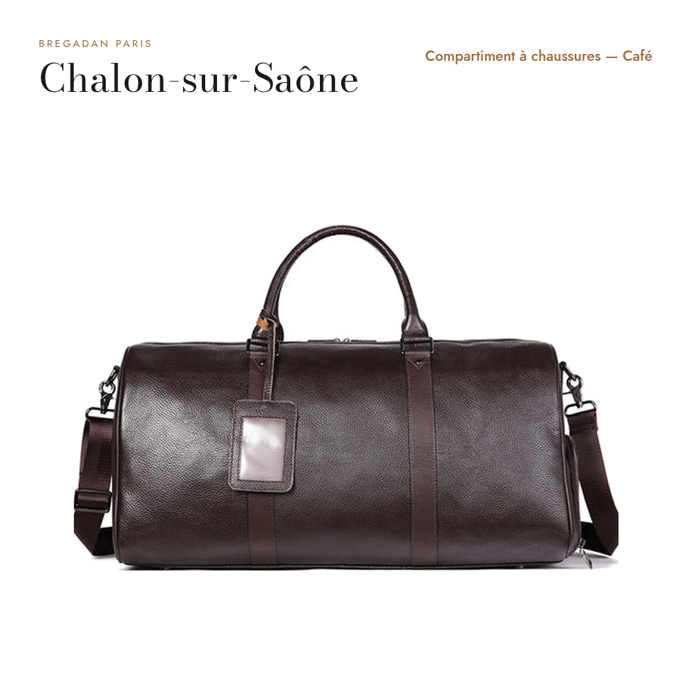 Chalon-sur-Saône — sac de voyage à compartiment à chaussures, cuir café
