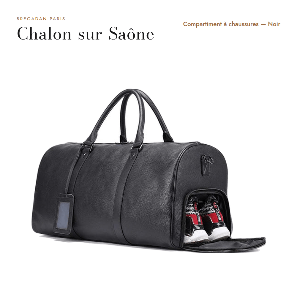 Chalon-sur-Saône — sac de voyage à compartiment à chaussures, cuir noir