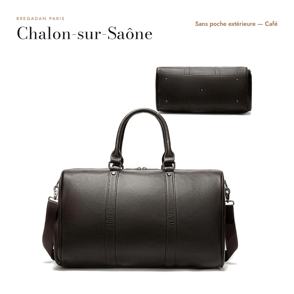 Chalon-sur-Saône — sac de voyage sans poche extérieure, cuir café