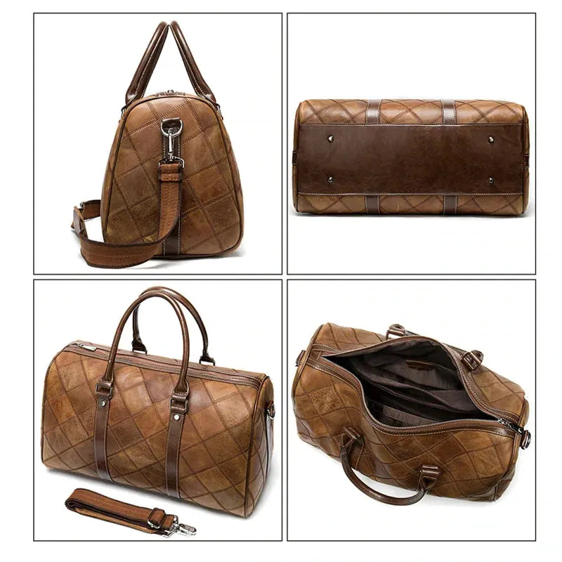 Chalon-sur-Saône, sac de voyage en cuir véritable, bagage cabine, vue produit 4 (4 sur 13)