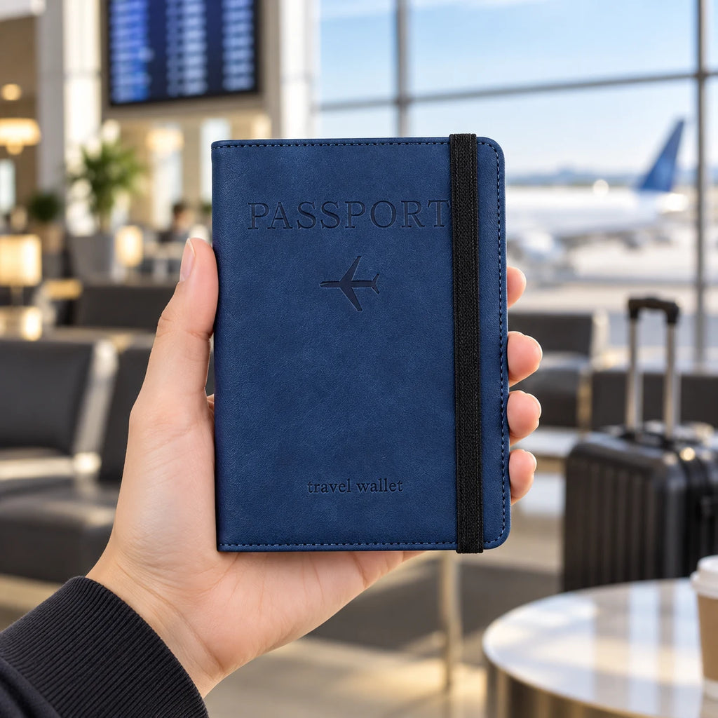 Champigny-sur-Marne — porte-passeport bleu marine tenu en main, vue complète