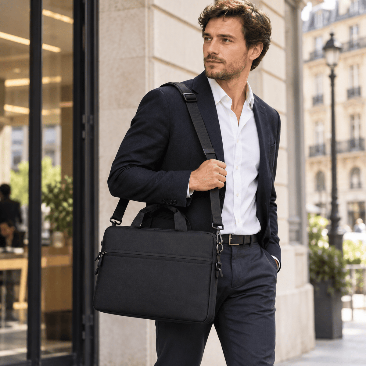 Chartres — Noir — 15,6 pouces — sacoche portée
