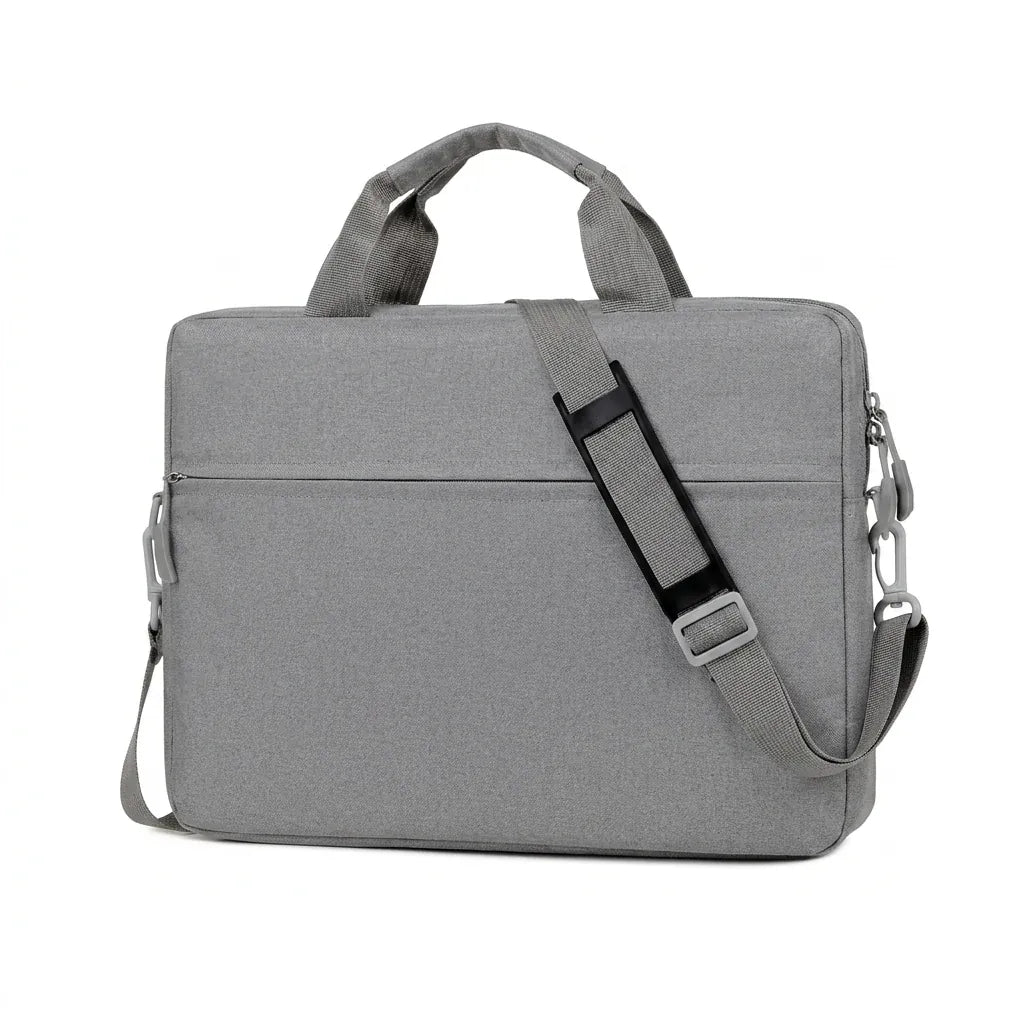 Chartres - Sacoche ordinateur simili cuir, 14 et 15,6 pouces - packshot sur fond blanc, coloris gris