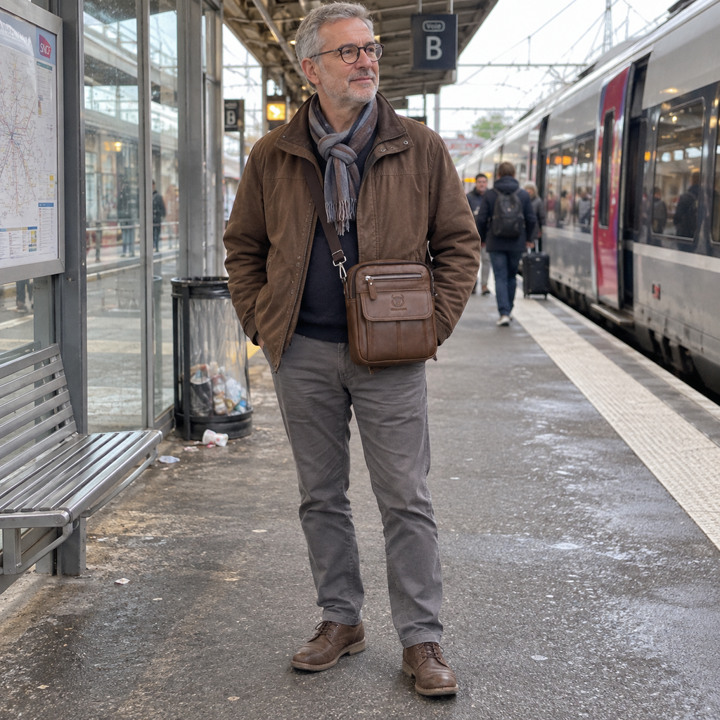 Châteauroux, besace utilisée naturellement en situation