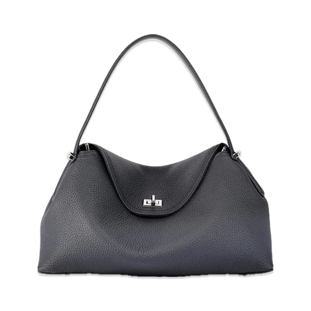 Chelles - sac noir, vue de face sur fond blanc avec ombre douce