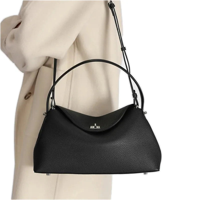 Chelles, sac à main rétro en cuir véritable, ligne luxe, vue produit 5 (5 sur 12)