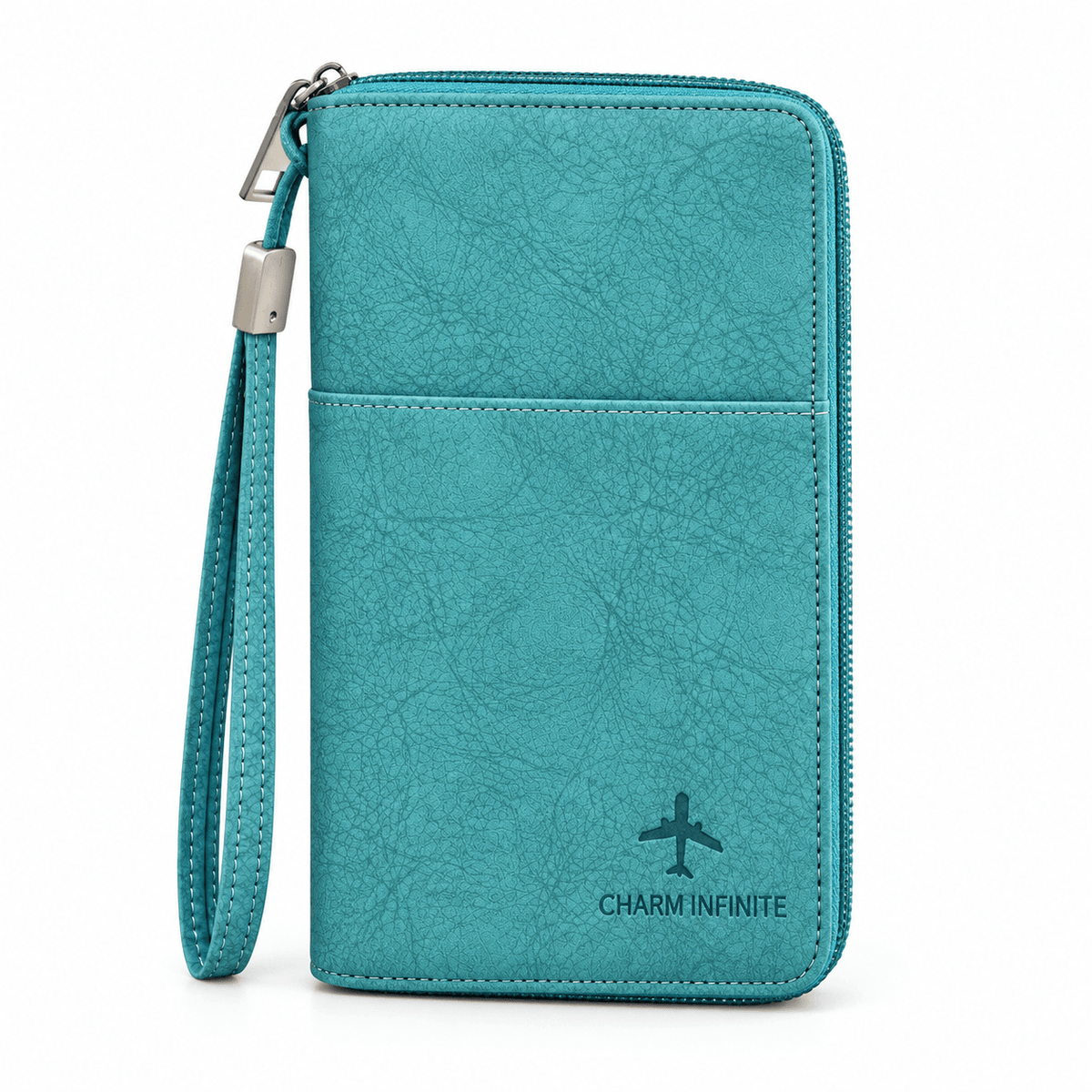 Cherbourg-en-Cotentin — Bleu — porte-passeport zippé sur fond blanc