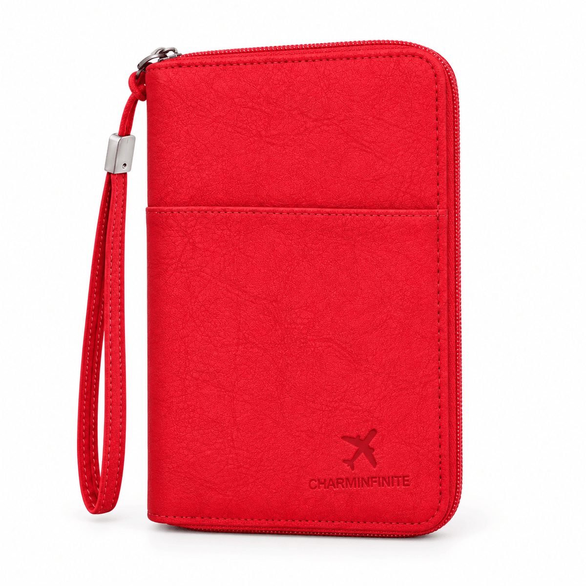 Cherbourg-en-Cotentin — Rouge — porte-passeport zippé sur fond blanc