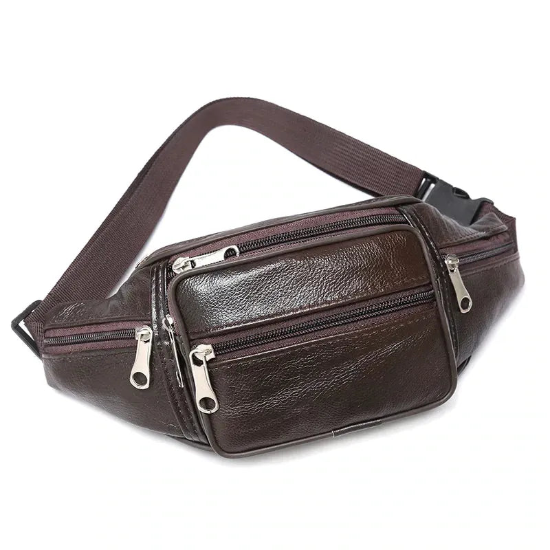 Cholet, sac banane en cuir pleine fleur, multi-poches, vue produit 2 (2 sur 10)