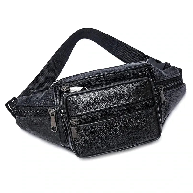 Cholet, sac banane en cuir pleine fleur, multi-poches, vue produit 3 (3 sur 10)