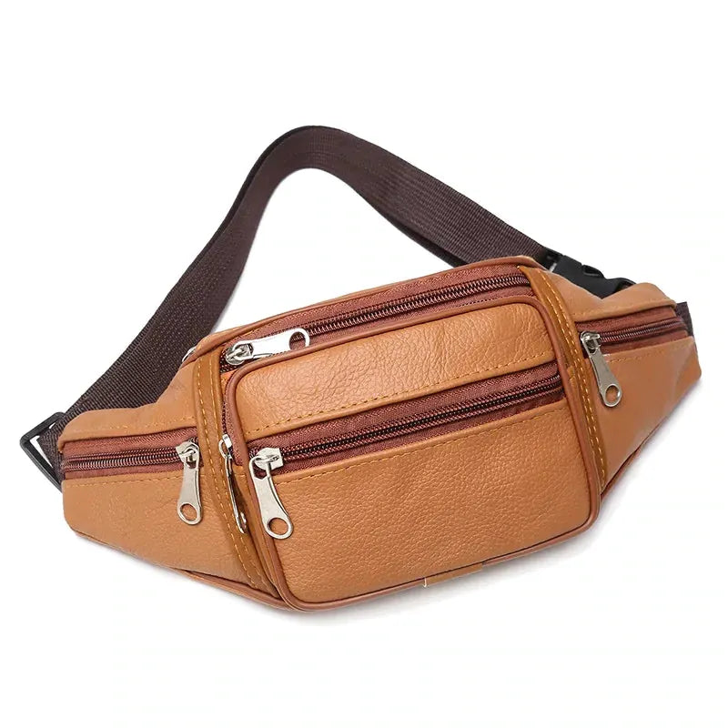 Cholet, sac banane en cuir pleine fleur, multi-poches, vue produit 4 (4 sur 10)