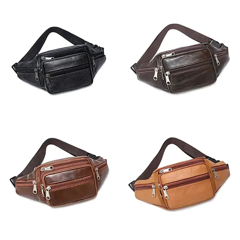 Cholet, sac banane en cuir pleine fleur, multi-poches, vue produit 5 (5 sur 10)