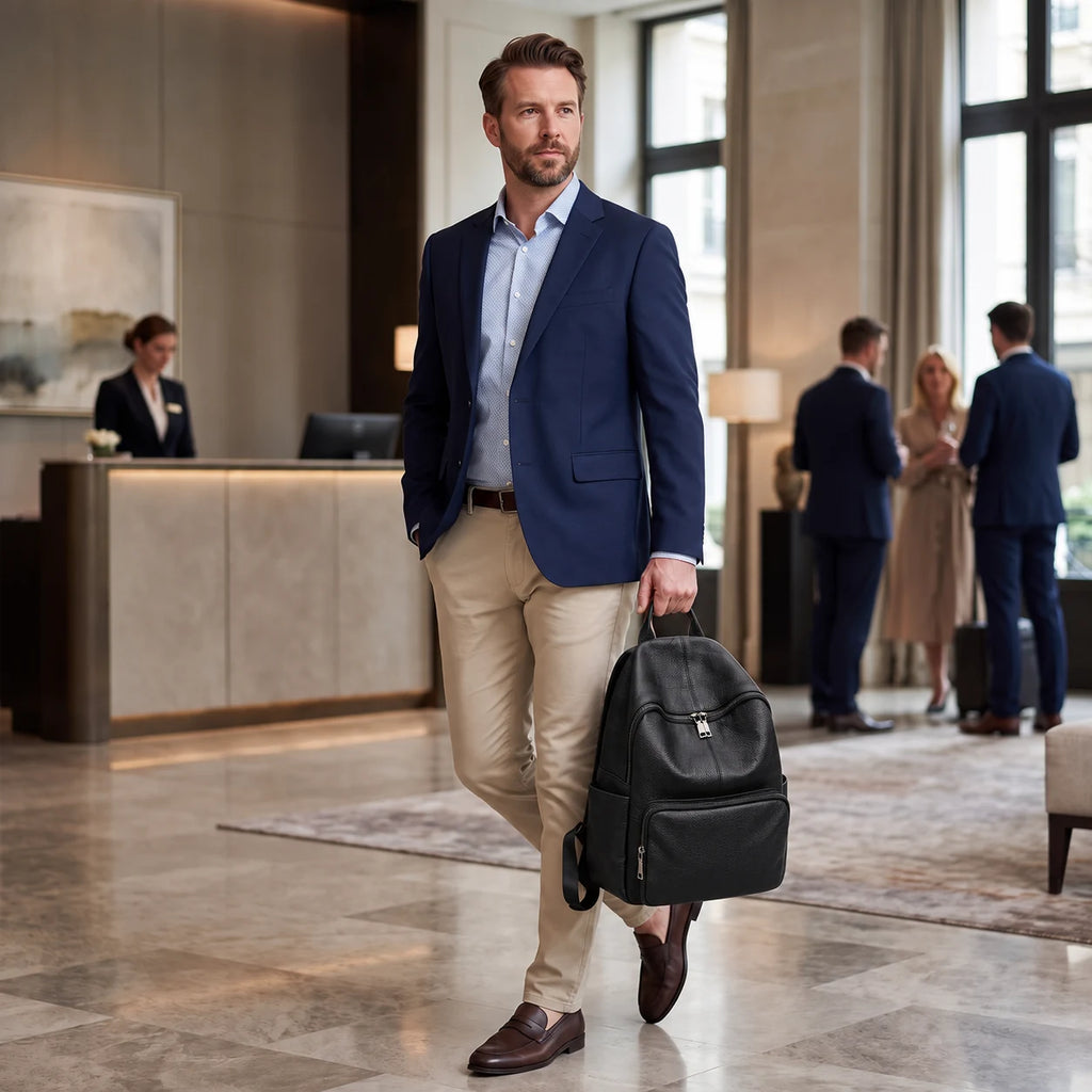 Clichy — sac à dos noir porté, vue complète