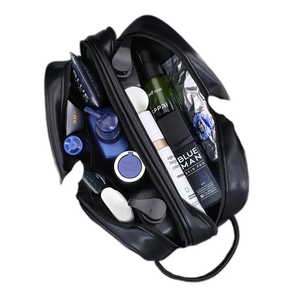 Échirolles, trousse de toilette simili cuir, double couche, vue produit 3 (3 sur 9)