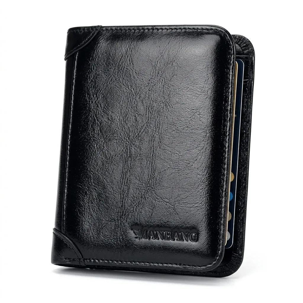 Fort-de-France - Portefeuille classique en cuir véritable - packshot sur fond blanc, coloris noir