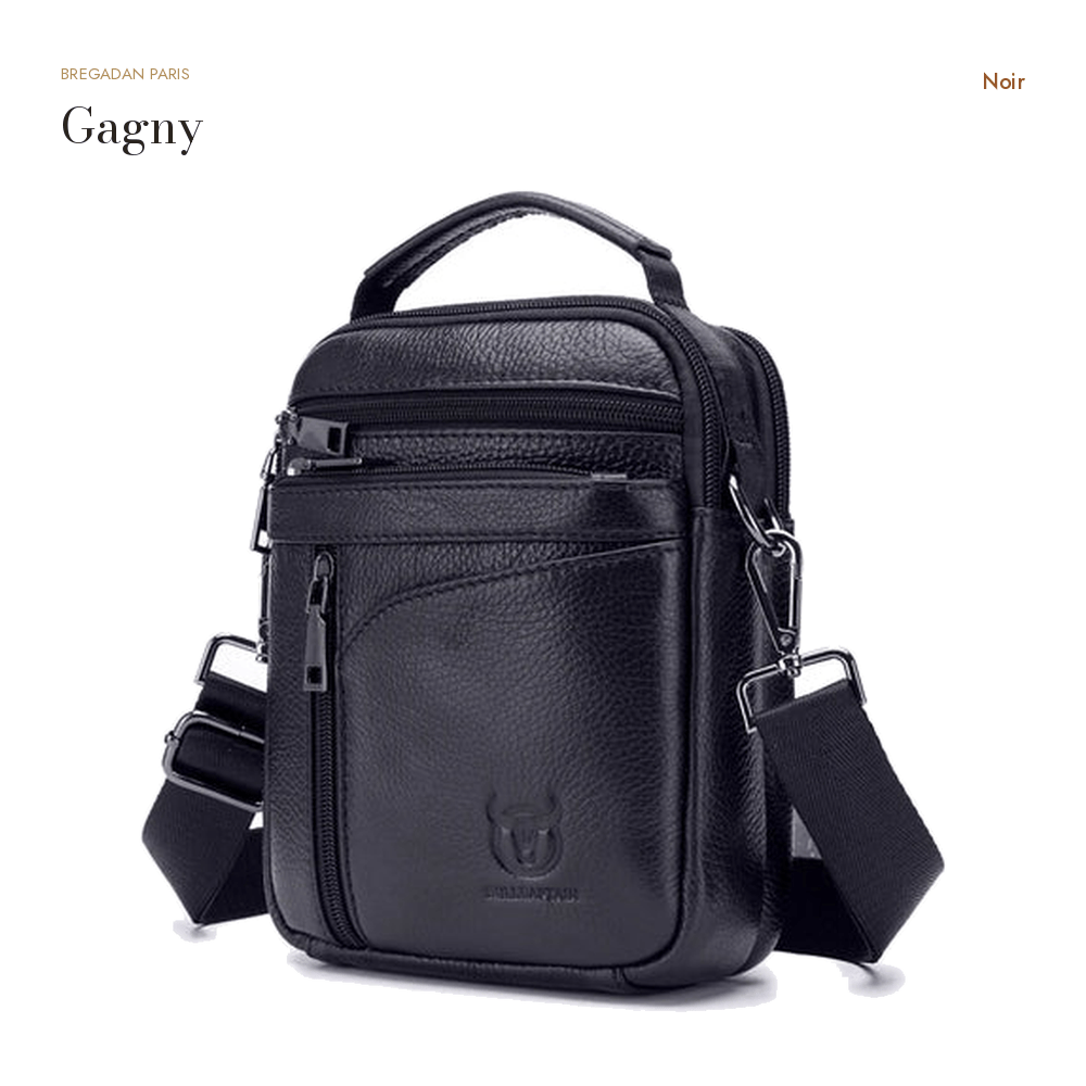 Gagny, sacoche bandoulière en cuir véritable, petit format — Noir