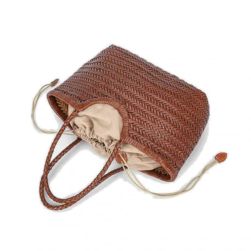 Hyères, sac à main en cuir véritable, bandoulière tissée, vue produit 4 (4 sur 8)