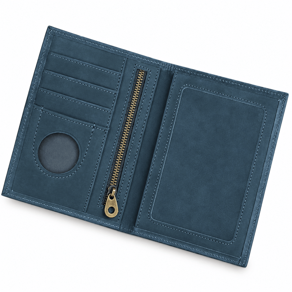 Issy-les-Moulineaux — Bleu — portefeuille passeport sur fond blanc