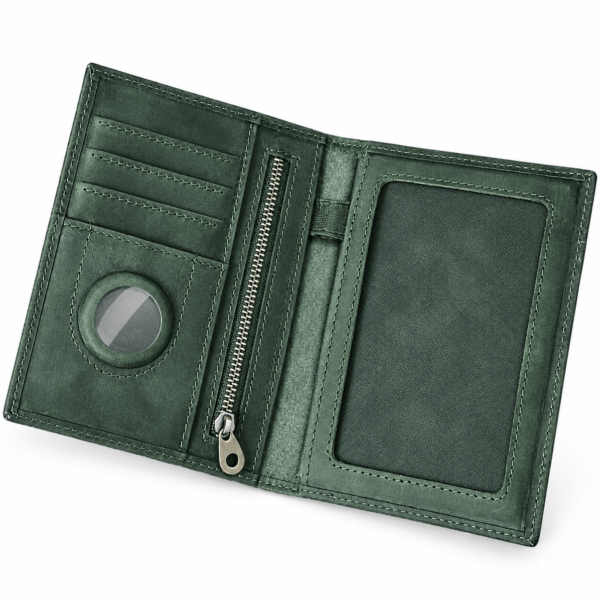 Issy-les-Moulineaux — Vert armée — portefeuille passeport sur fond blanc