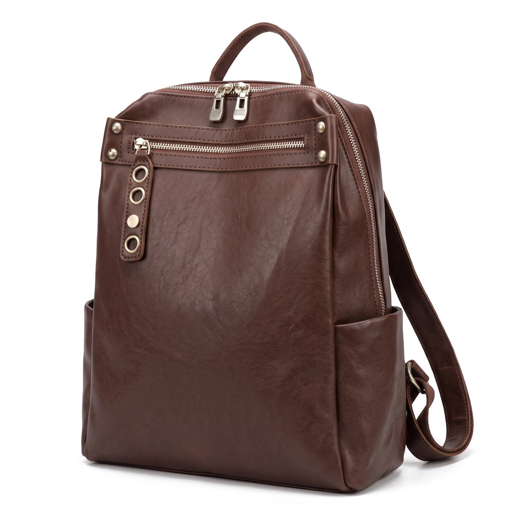La Seyne-sur-Mer - sac à dos cuir brun, packshot sur fond blanc