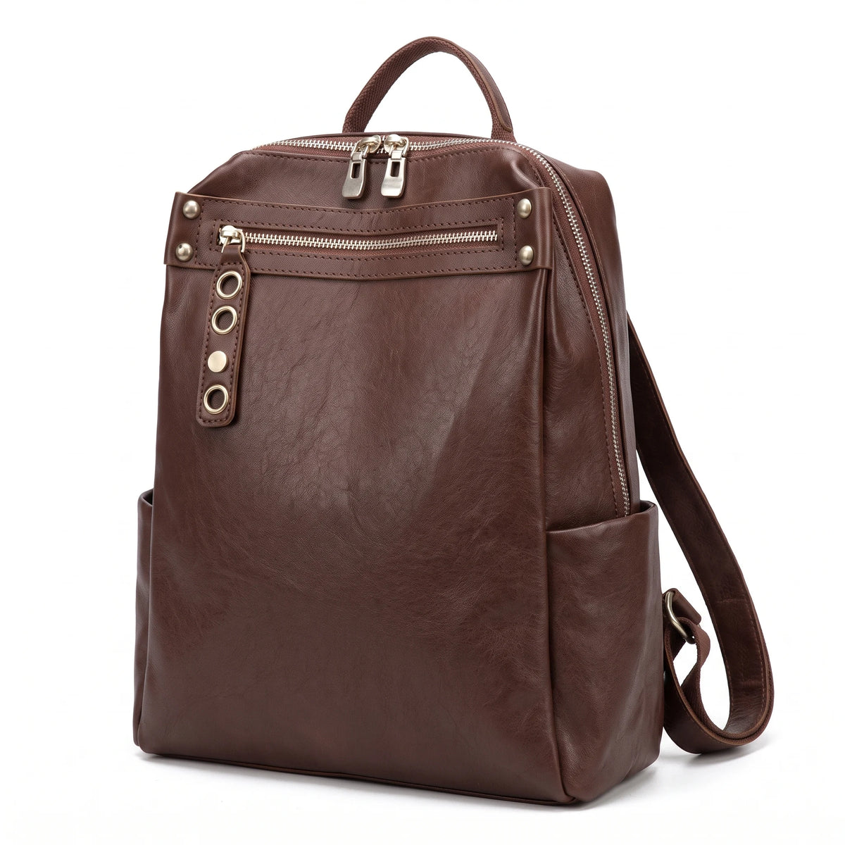 La Seyne-sur-Mer - sac à dos cuir brun, packshot sur fond blanc