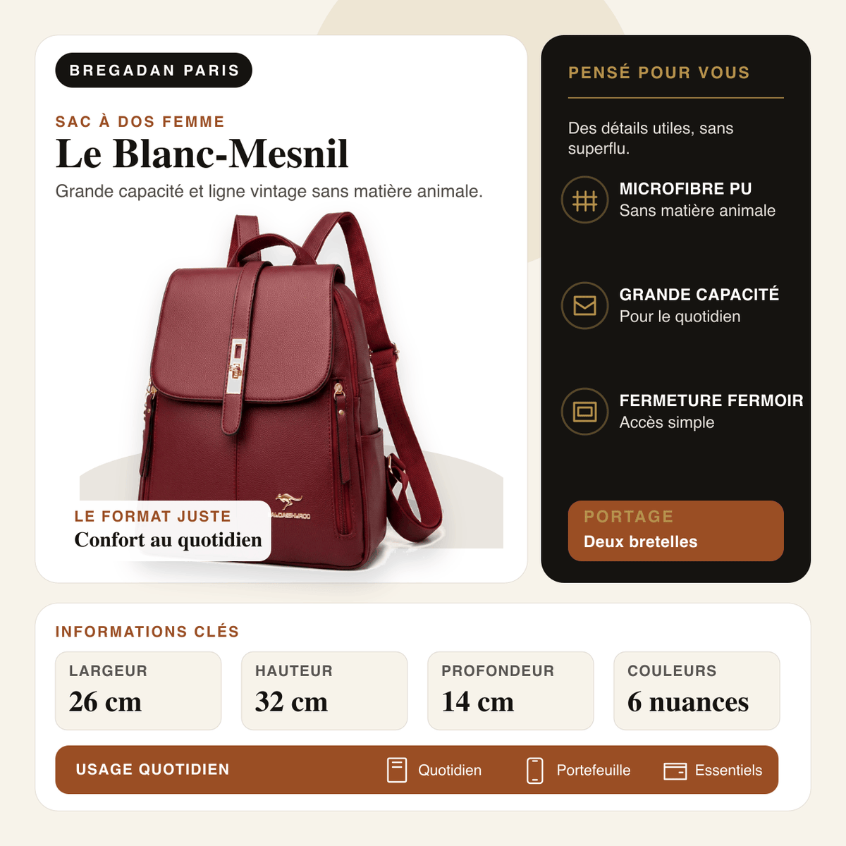 Le Blanc-Mesnil — infographie Bregadan V3 : Grande capacité et ligne vintage sans matière animale