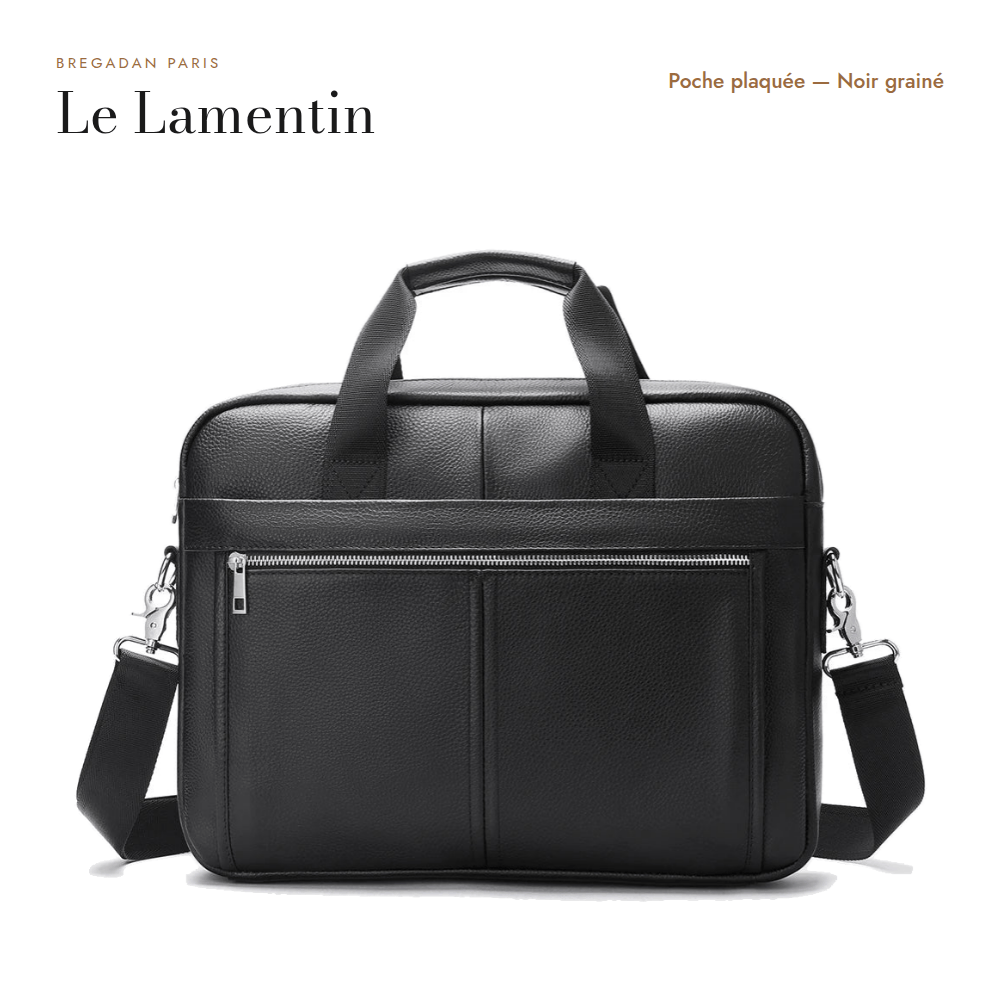 Le Lamentin — poche plaquée, cuir noir grainé