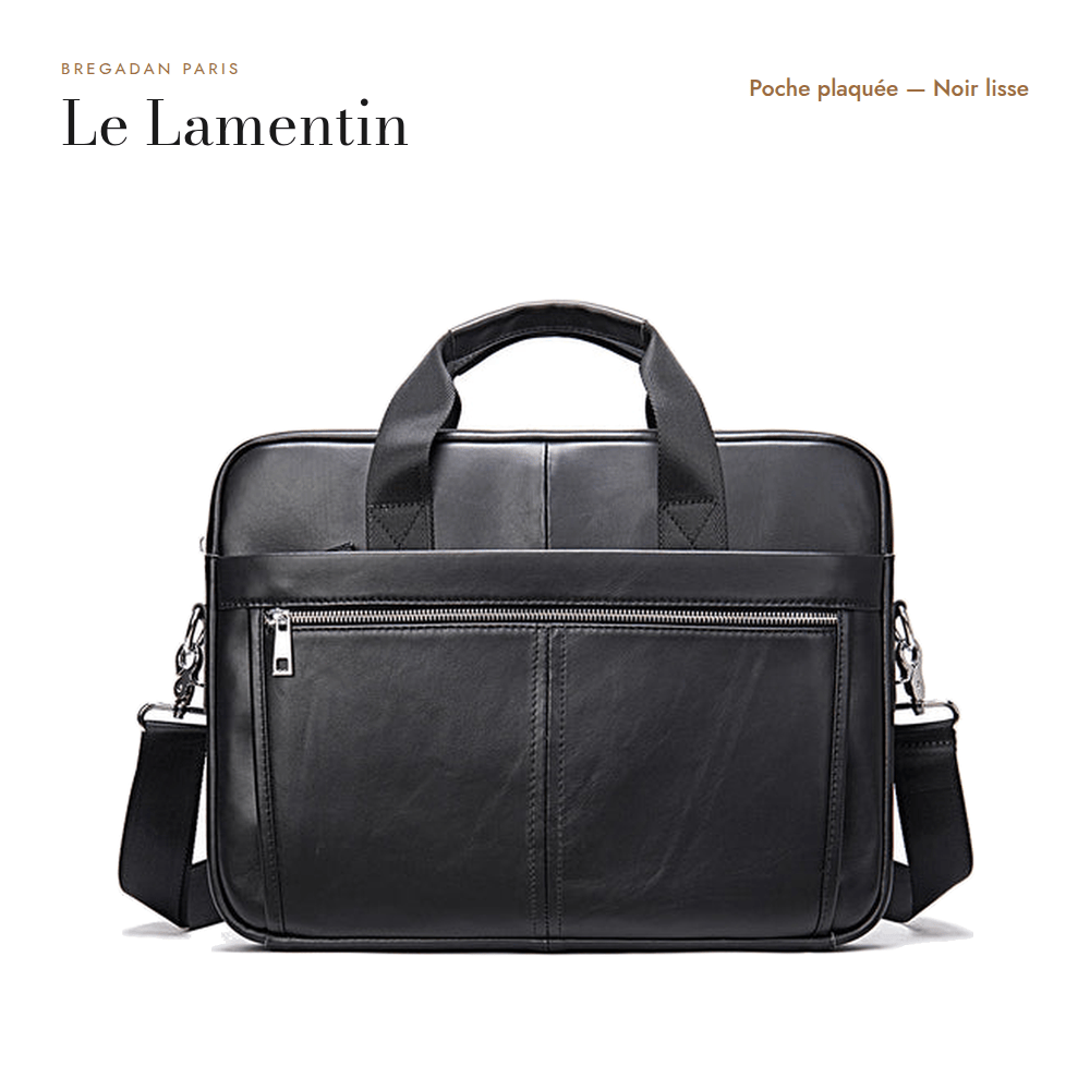 Le Lamentin — poche plaquée, cuir noir lisse
