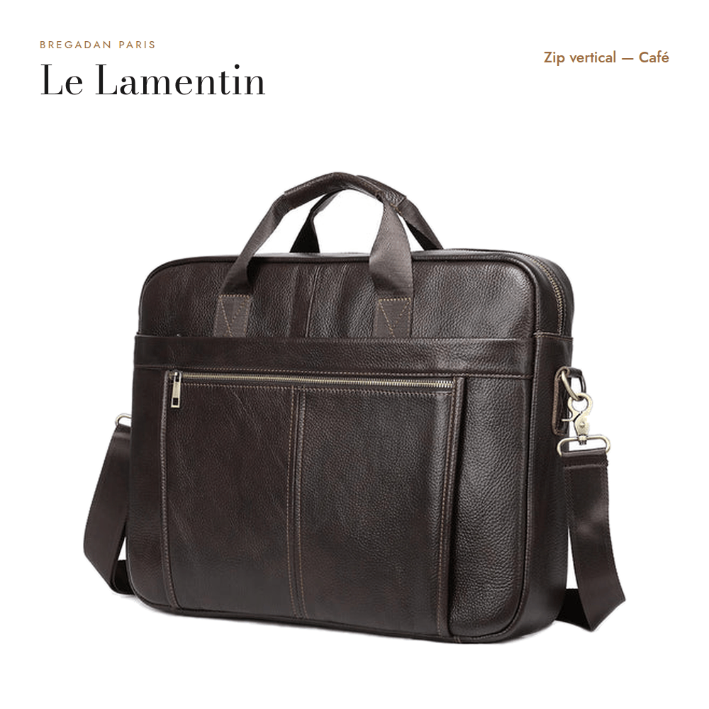 Le Lamentin — zip vertical, cuir café