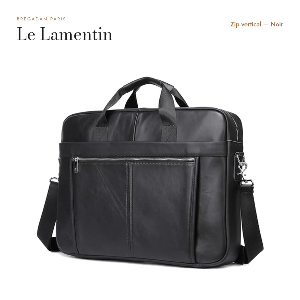 Le Lamentin — zip vertical, cuir noir